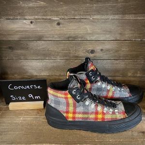 Mens Converse Woolrich Plaid Wool Flannel‎ Lug Sole Shoes Sneakers Size 9 M GUC